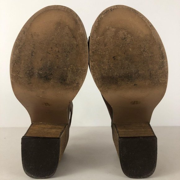 Steve Madden Talento Tan Leather Block Heels Sz 6 - Picture 9 of 12